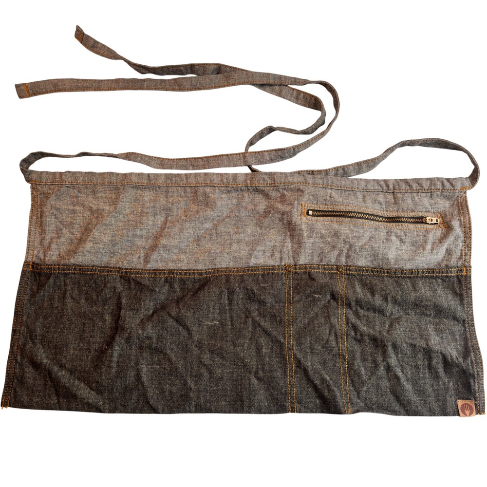 Chef Works Waist Apron Urban Collection Black Denim Cotton Pockets